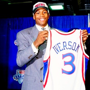 The Philadelphia 76ers selected Allen Iverson with the number one pick in the 1996 NBA Draft.