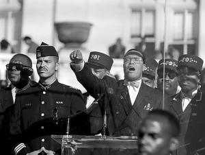 10/16/95: Louis Farrakhan during his speech at the Million Man March rally at the Mall. BILL O'LEARY/TWP.